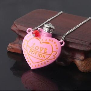 3 For $35 Love Potion Pink Heart Bottle Bohemian Statement Pendant Necklace